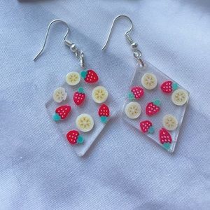 Strawberry banana earrings